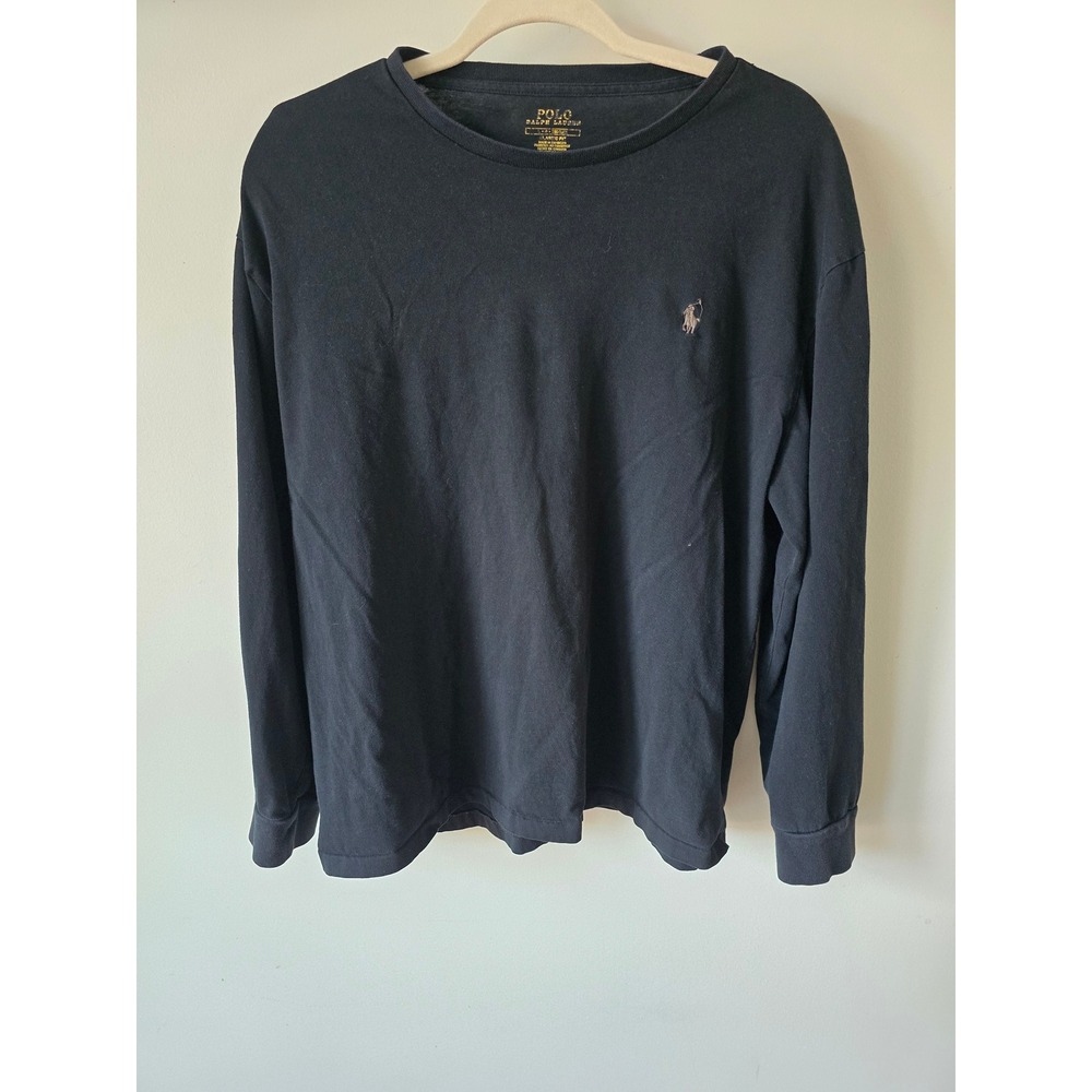 Polo Ralph Lauren Mens Classic Fit Long Sleeve T-Shirt Black Size L Pony Logo